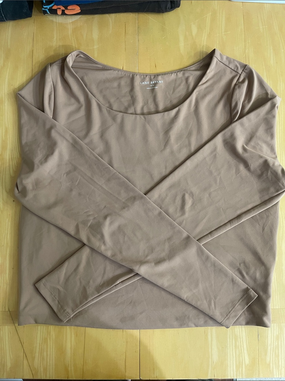 Lane Bryant Long Sleeve Body Con Tee in Taupe